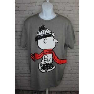Old Navy Shirt Adult XL Peanuts Charlie Brown Christmas Winter Shirt Gray